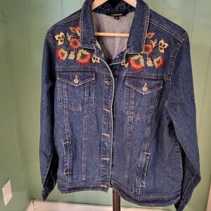 Denim Embroidered Jacket, Chadwicks, XL, 23" Pit to Pit